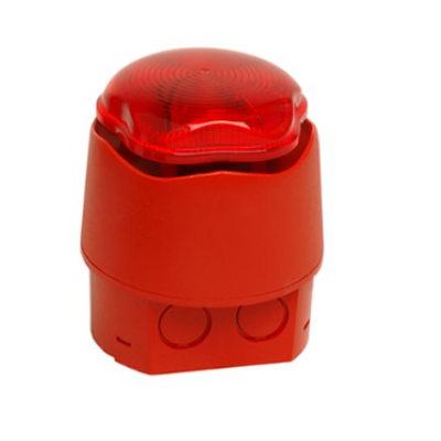 Hoyles 958CHX1001 Red Lens Deep Red Base 32 Tone Sounder Strobe 9-30vdc