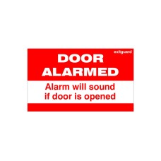 Hoyles LAB35202 Red DOOR ALARMED Label 170 x 90mm