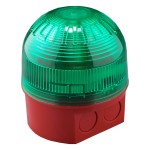 Klaxon PSB-0230 Sonos Beacon - DC - Green Lens - Deep Red Base - 10-60V DC - 55mA