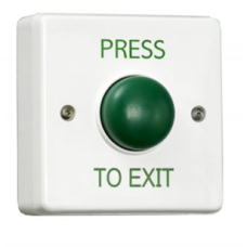 RGL EBGB01P/PTE/W Standard White Plastic Button - Surface Mounted With Green Domed Button
