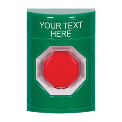 STI SS2102ZA-EN Stopper Station – Green – Push & Key - Illuminated - Octogan Button - Custom Label