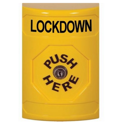 STI SS2200LD-EN Stopper Station – Yellow – Large Oct Push Button - Key To Reset - Lockdown