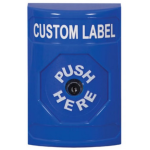 STI SS2400ZA-EN Stopper Station – Blue – Lge Oct. Push Button - Key To Reset - Custom Label