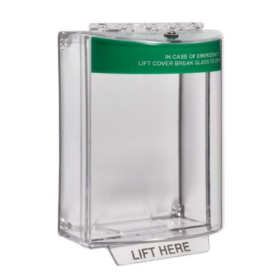 STI STI-13120EG Universal Stopper - Green Sounder - Clear Surface - Emergency Label