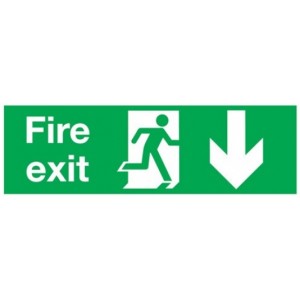 Down Fire Exit Sign (300mm x 100mm) Photoluminescent