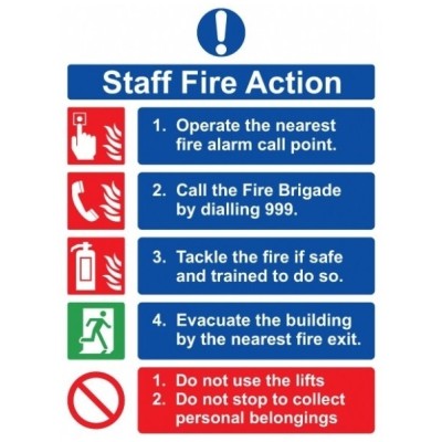 Staff Fire Action Sign (150mm x 200mm) Photoluminescent Staff Fire Action Sign (150mm x 200mm) Photoluminescent