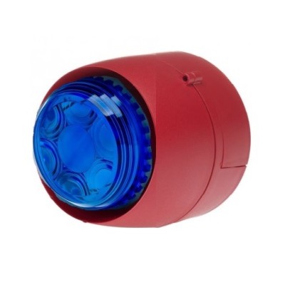 Cranford Controls VTB-32-DB-RB/BL Spatial Sounder Beacon - Red Body - Blue Lens - Deep Base