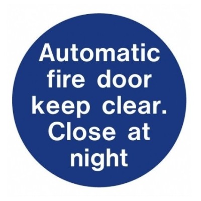 Automatic Fire Door Close at Night Sign - Photoluminescent (906) Automatic Fire Door Close at Night Sign - Photoluminescent (906)