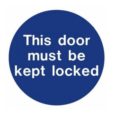 This Door to be Kept Locked Sign (100mm x 100mm) This Door to be Kept Locked Sign (100mm x 100mm)