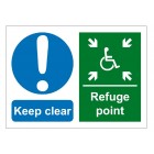 Baldwin Boxall Self-adhesive Vinyl Keep Clear Refuge Point Sign BVOCLAB3
