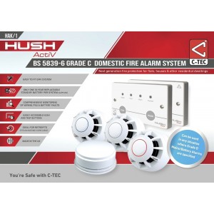 C-Tec HAK/1 HUSH-ACTIV BS 5839-6 Grade C Stand-Alone Domestic Fire Alarm Kit