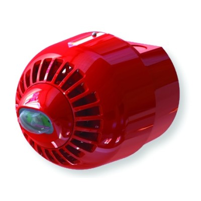 Klaxon ESC-5003 Sonos Pulse Wall Sounder VAD Beacon with Deep Base - Red Body & White Flash