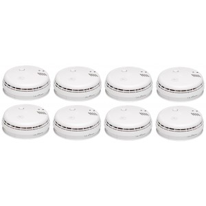 Aico Ei166RCH/8 230v Optical Smoke Alarm with Rechargeable Back-up & Base (Pack of 8)