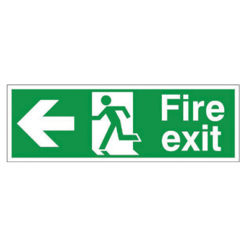 Fire Exit Arrow Sign 400 x 150mm Rigid Left  Signage Safety Signs 