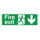 Fire Exit Arrow Down - Rigid (400mm x 150mm) FEADR