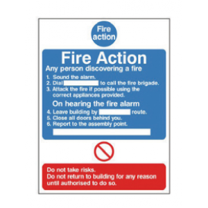 Fire Action Notice “Do Not Take Risks” – Rigid (150mm x 200mm) FAN4R