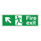 Fire Exit Sign Arrow Up & Left – Vinyl (400mm x 150mm) FEAULV