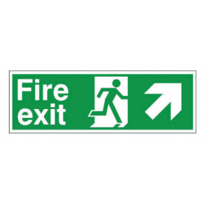 Fire Exit Sign Arrow Up & Right – Vinyl (400mm x 150mm) FEAURV