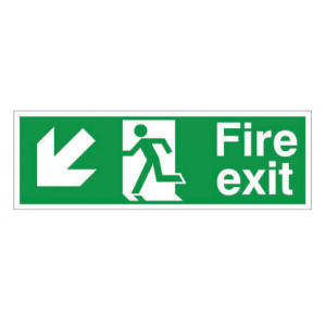 Fire Exit Arrow Down Left - Photoluminescent (400mm x 150mm) - FEADLP
