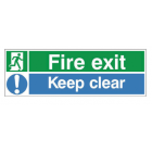 Fire Exit “Keep Clear” Green/Blue - Rigid (400mm x 150mm) – FECKR