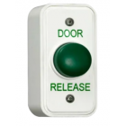 RGL Electronics EBGB05P/DR Architrave White Plastic Button - Surface Mounted With Green Domed Button