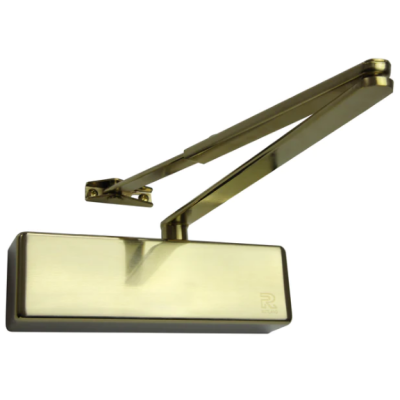 Rutland TS.3204.SLFB.SBSB Door Closer c/w Cover, Flatbar Armset – Satin Brass