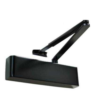 Rutland TS.9205.SRFB. RAL9011BK Door Closer c/w Semi-Radius Cover, Flatbar Armset - Black