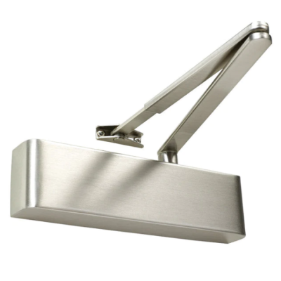 Rutland TS.9205.SRFB. SNPSNP Door Closer c/w Semi-Radius Cover, Flatbar Armset - Satin Nickel
