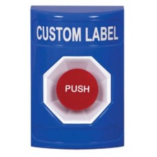 STI SS2404ZA-EN Stopper Station – Blue – Momentary - Mushroom – Custom Label