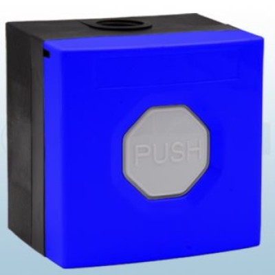STI WSS3-9W14-CL Outdoor Momentary Button DPCO - Blue/White (Custom Label – Series 11)