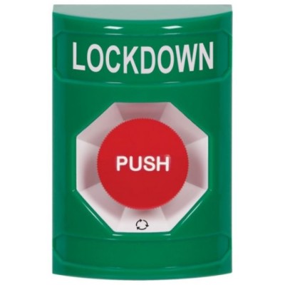 STI SS2101LD-EN Stopper Station – Green – Push and Turn Reset – Lockdown Label