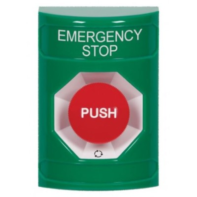 STI SS2101ES-EN Stopper Station – Green – Push and Turn Reset – Emergency Stop Label