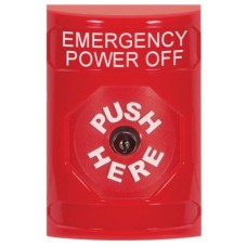 STI SS2000PO-EN Stopper Station – Red – Push Button - Emergency Power Label (Key to Reset)