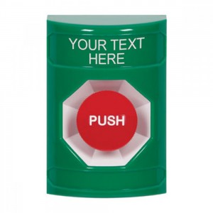 STI SS2104ZA-EN Stopper Station – Green - Momentary Push Button – Custom Label