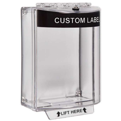 STI STI-13120CK Universal Stopper – Black – Surface Mount – With Sounder – Custom Label 