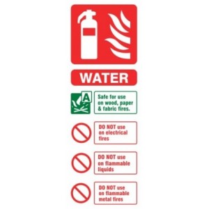 Fire Extinguisher Water ID Sign (75mm x 200mm) Photoluminescent