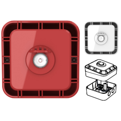 Zeta ZXTB/R Conventional Xtratone Sounder Beacon, Red Plastic, White Flash