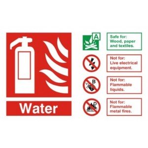 Fire Extinguisher Water ID Sign (150mm x 200mm) Photoluminescent