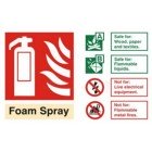 Fire Extinguisher Foam ID Sign (100mm x 150mm) Photoluminescent