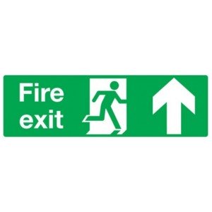 Up Fire Exit Sign (300mm x 100mm) Photoluminescent