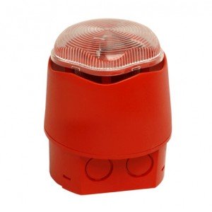 Vimpex Banshee Excel Lite Capsule Red Sounder with Clear LED Beacon (Deep Base) - 958CHL1101