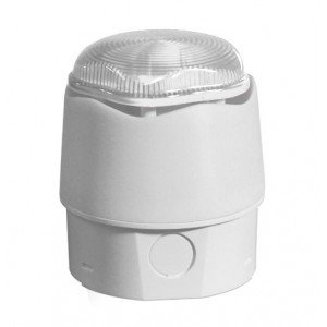 Vimpex Banshee Excel Lite Capsule White Sounder with Clear LED Beacon (Deep Base) - 958CHL1601
