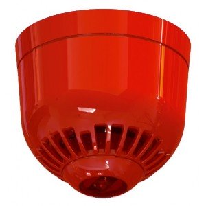 Aritech ASC2366 2000 Series Ceiling Mount Sounder VAD Beacon Shallow Base Red Flash
