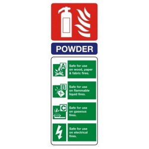Fire Extinguisher Powder ID Sign (75mm x 200mm) Photoluminescent