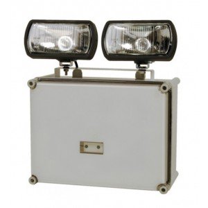TSW High Output Non Maintained Weatherproof 2 x 55W Polycarbonate Tungsten Halogen Twin Spot (1 Hour)